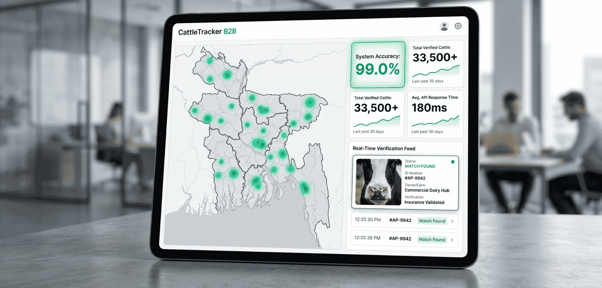 CattleTracker dashboard with verification and analytics